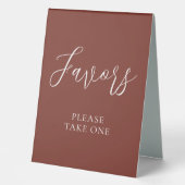 Plaque De Table Faveurs de mariage écriture moderne rouge et blanc (Recto)