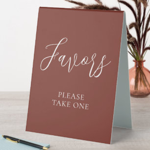 Plaque De Table Faveurs de mariage écriture moderne rouge et blanc