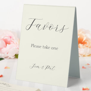 Plaque De Table Faveurs de mariage écriture stylisée couleur ivoir