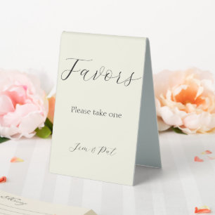 Plaque De Table Faveurs de mariage écriture stylisée couleur ivoir