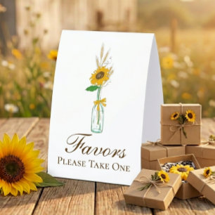 Plaque De Table Faveurs de mariage florales rustiques au tournesol