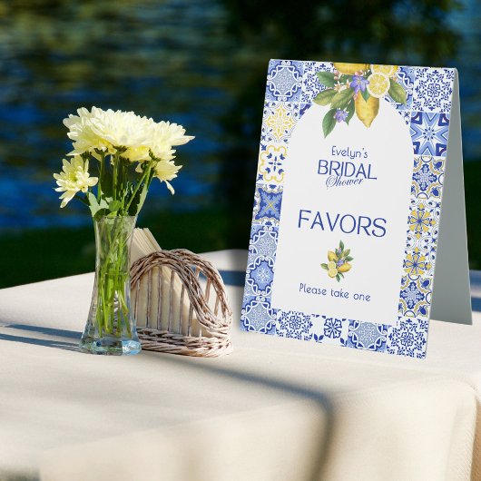 Plaque De Table Faveurs de mariage italien Carrelage Bleu & Citron
