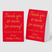 Plaque De Table Faveurs de réception de mariage rouge et or minima (Recto/verso)