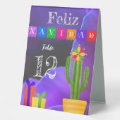 Plaque De Table Feliz Navidad Fiesta Green Cactus Sur Violet (Recto)