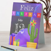 Plaque De Table Feliz Navidad Fiesta Green Cactus Sur Violet (En SItu (Tableau))