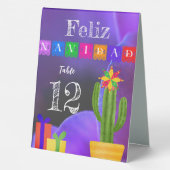 Plaque De Table Feliz Navidad Fiesta Green Cactus Sur Violet (Verso)