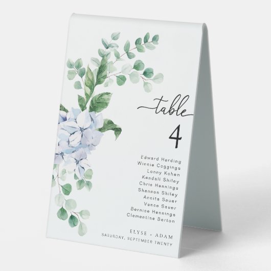 Plaque De Table Ferras Blue Hydrangea Mariage Numéro de table (Verso)