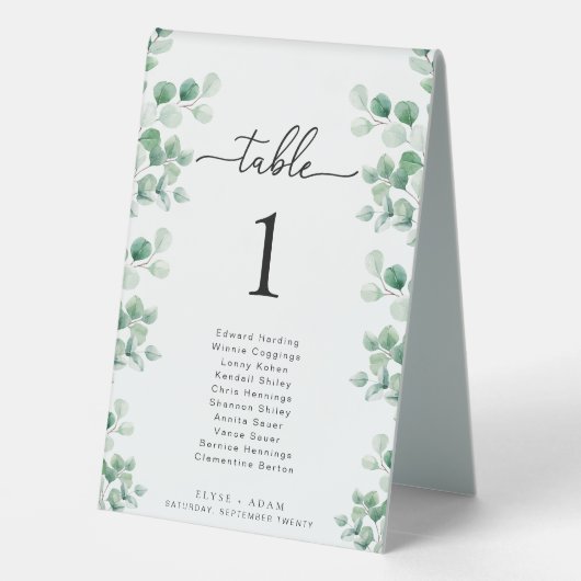 Plaque De Table Ferras Greenery Mariage Numéro de table (Verso)