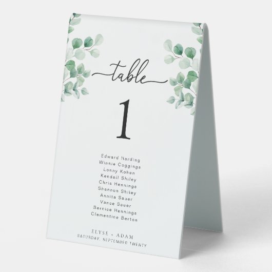 Plaque De Table Ferras Greenery Mariage Numéro de table (Verso)