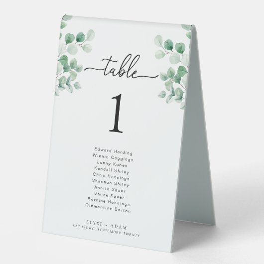 Plaque De Table Ferras Greenery Mariage Numéro de table (Recto)