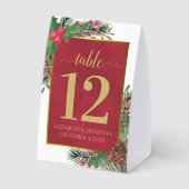 Plaque De Table Festive Holly & Pine Elegant Wedding Table Number (Verso)