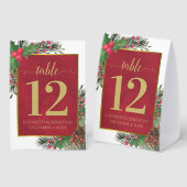 Plaque De Table Festive Holly & Pine Elegant Wedding Table Number (Recto/verso)