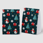 Plaque De Table Festive Snowmen Christmas Trees and Gifts Pattern (Recto/verso)