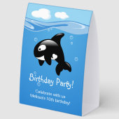 Plaque De Table Fête d'anniversaire de baleine orque mignonne (Recto)