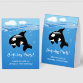 Plaque De Table Fête d'anniversaire de baleine orque mignonne (Recto/Verso)