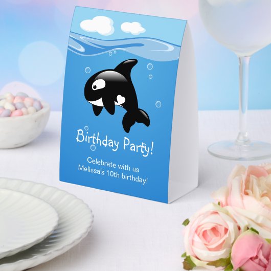 Plaque De Table Fête d'anniversaire de baleine orque mignonne (Insitu (mariage))