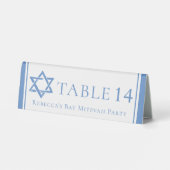 Plaque De Table Fête de Bat Mitzvah Étoile de David Bleue Clair (Verso)