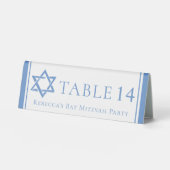 Plaque De Table Fête de Bat Mitzvah Étoile de David Bleue Clair (Recto)