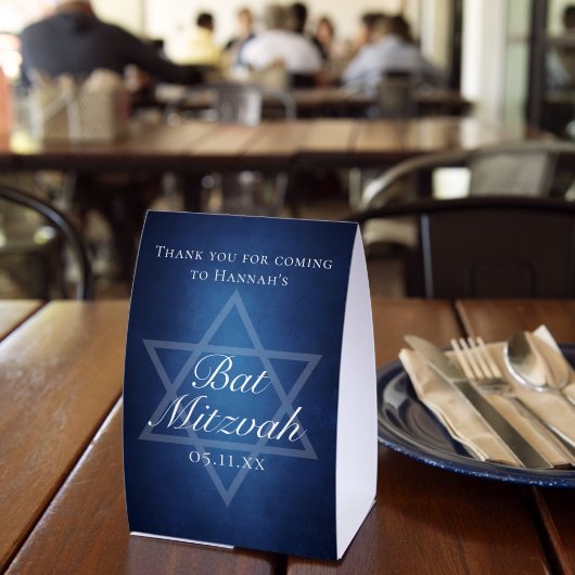 Plaque De Table Fête de Bat Mitzvah étoile de David bleue moderne (Insitu (restaurant))