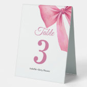 Plaque De Table Fête de bébé fille à ruban rose (Recto)