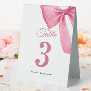 Plaque De Table Fête de bébé fille à ruban rose