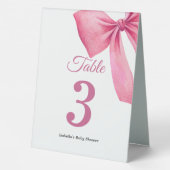 Plaque De Table Fête de bébé fille à ruban rose (Verso)