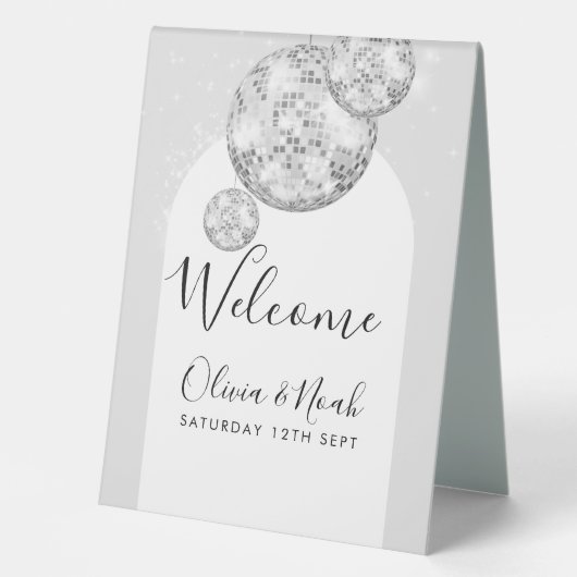 Plaque De Table Fête de fiançailles boule disco (Recto)