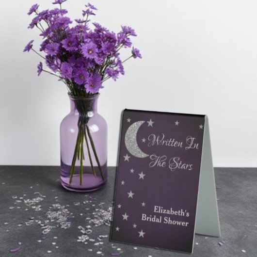 Plaque De Table Fête de Fiançailles Écrit Dans Les Étoiles