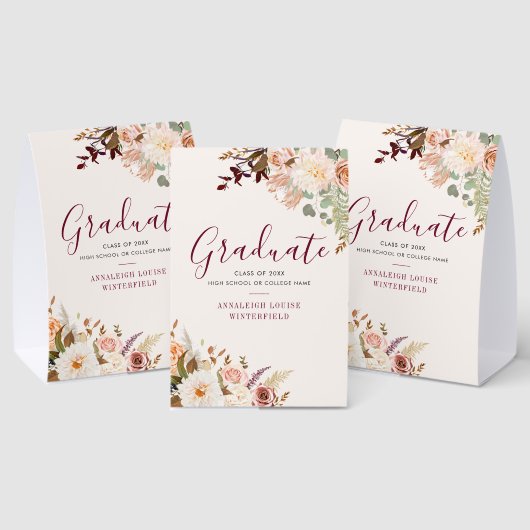 Plaque De Table Fête de fin d'études Floral Aquarelle Script (Insitu (multi))
