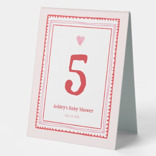 Plaque De Table Fête de la Saint-Valentin cœur rose et rouge (Recto)