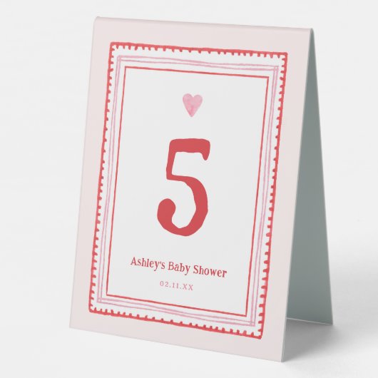 Plaque De Table Fête de la Saint-Valentin cœur rose et rouge (Verso)