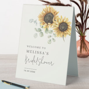 Plaque De Table Fête de mariage champêtre avec tournesols et eucal