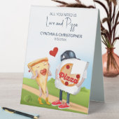 Plaque De Table Fête de mariage drôle de Pizza (En SItu (Tableau))