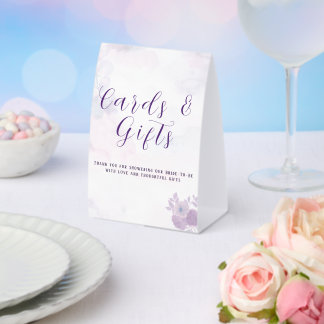 Plaque De Table Fête de mariage floral aquarelle améthyste moderne