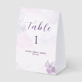 Plaque De Table Fête de Mariage Florale à l'Aquarelle Améthyste Mo (Recto)