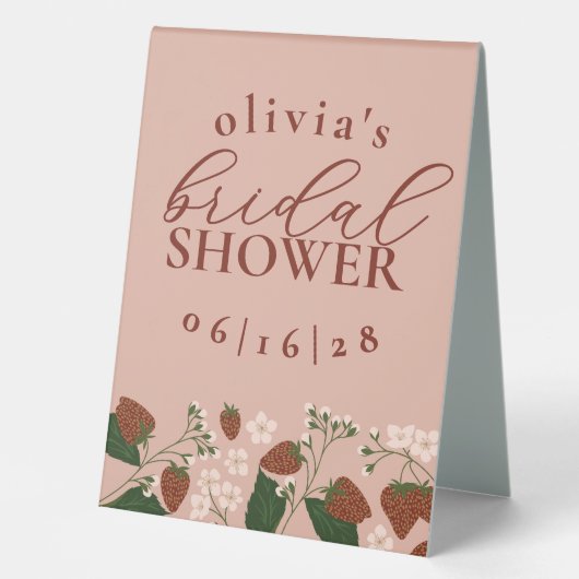 Plaque De Table Fête des mariées de fraises d'été personnalisée (Recto)