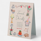 Plaque De Table Fête des mariées de Noël Doodle Signet Boissons (Verso)