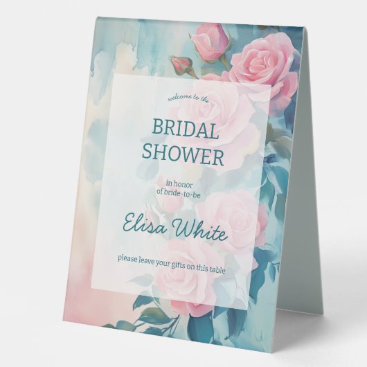 Plaque De Table Fête des mariées de peinture rose Roses sur mesure (Recto)