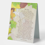 Plaque De Table Feuilles D'Automne, Un Poème De Thanksgiving (Recto)