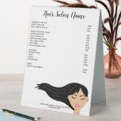 Plaque De Table Fille Avec Long Black Flower Coiffeur Menu (En SItu (Tableau))