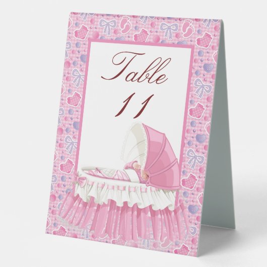 Plaque De Table Fille Bébé Numérotée Personnalisée (Recto)