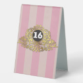 Plaque De Table Fille Rose Faux Or Foil Douce 16 TableTente (Verso)