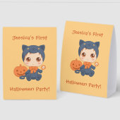 Plaque De Table First Halloween Baby Black Cat Party (Recto/Verso)