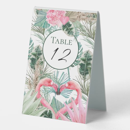 Plaque De Table Flamants roses rose tropical Mariage (Verso)