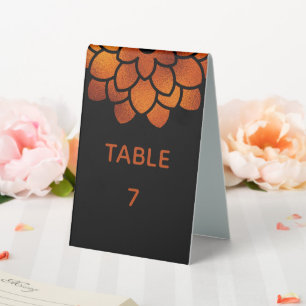 Plaque De Table Fleur de cuivre dramatique sur Mariage noir