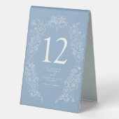 Plaque De Table Fleur de lis mariage bleu poussiéreux blanc (Verso)