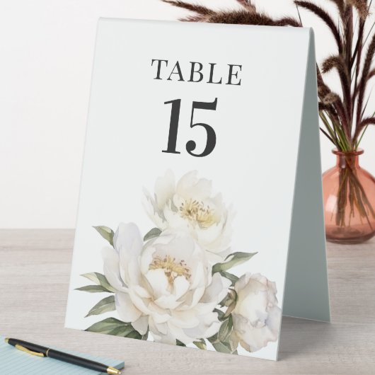 Plaque De Table Fleur de pivoine blanche Numéro de tableau (En SItu (Tableau))