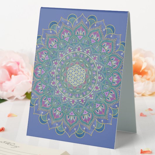 Plaque De Table Fleur de Vie - Mandala de style indien 1 (In SItu (Mariage))