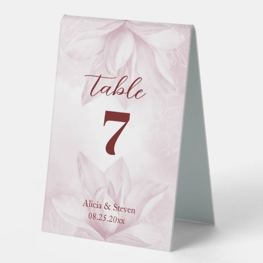 Plaque De Table Fleur Ethereal Magnolia, Mariage (Recto)