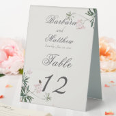 Plaque De Table Fleur rose botanique avec papillon élégant (In SItu (Mariage))